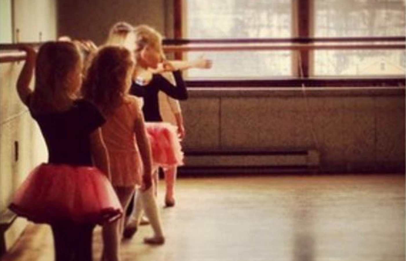 Young dancers at the barre in the Honesdale Dance Studio